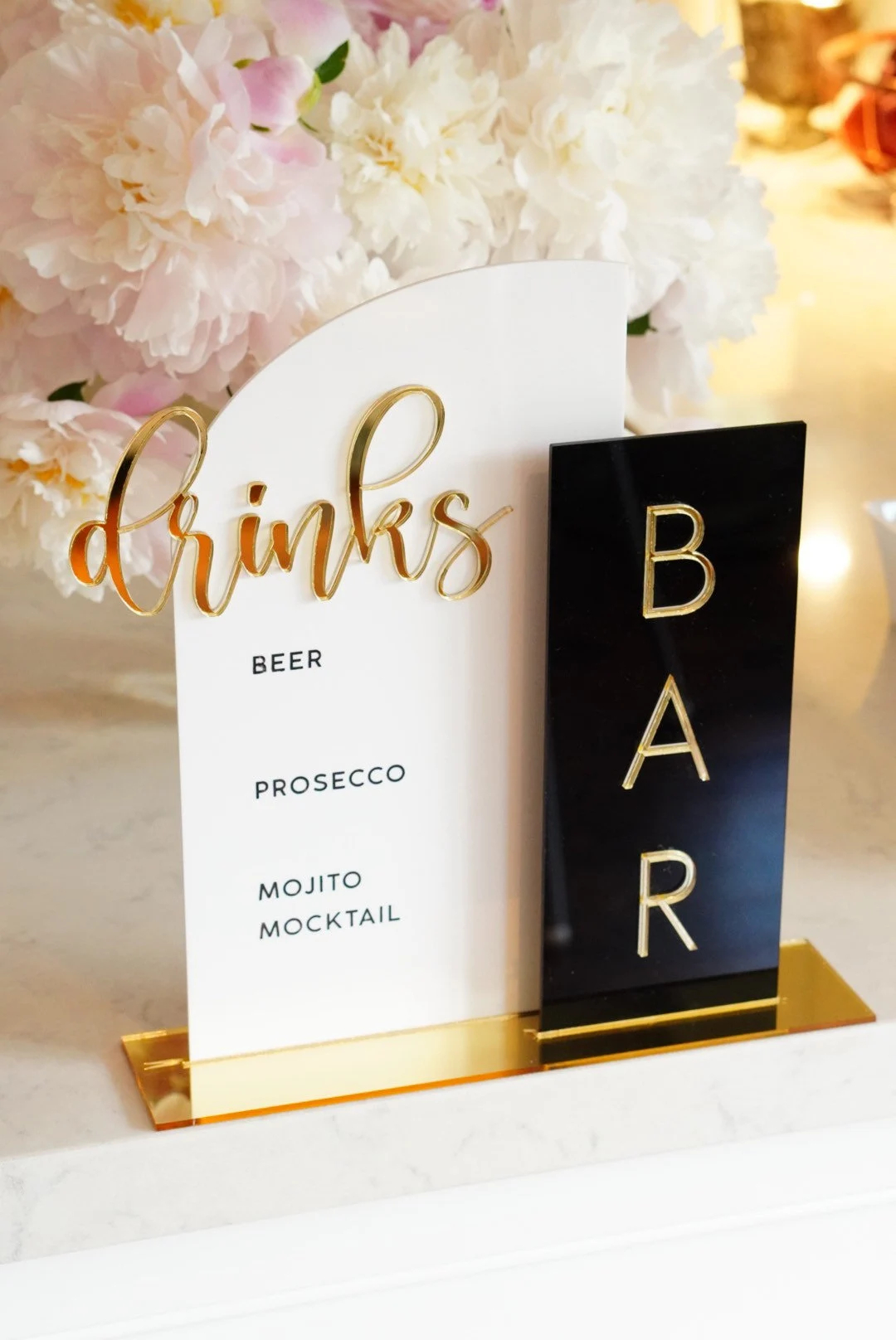 Cocktail Recipe Book - Acrylic Split Wedding Bar Sign Signature