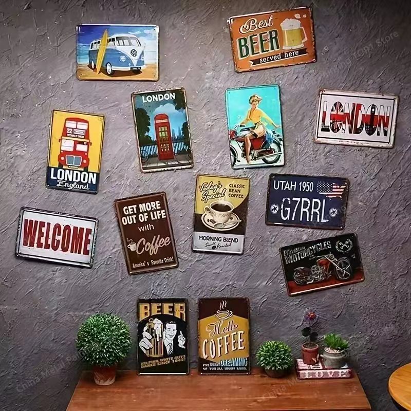 Vintage Metal Tin Sign 8x12 In - Home Bar Cafe ulasan dan harga