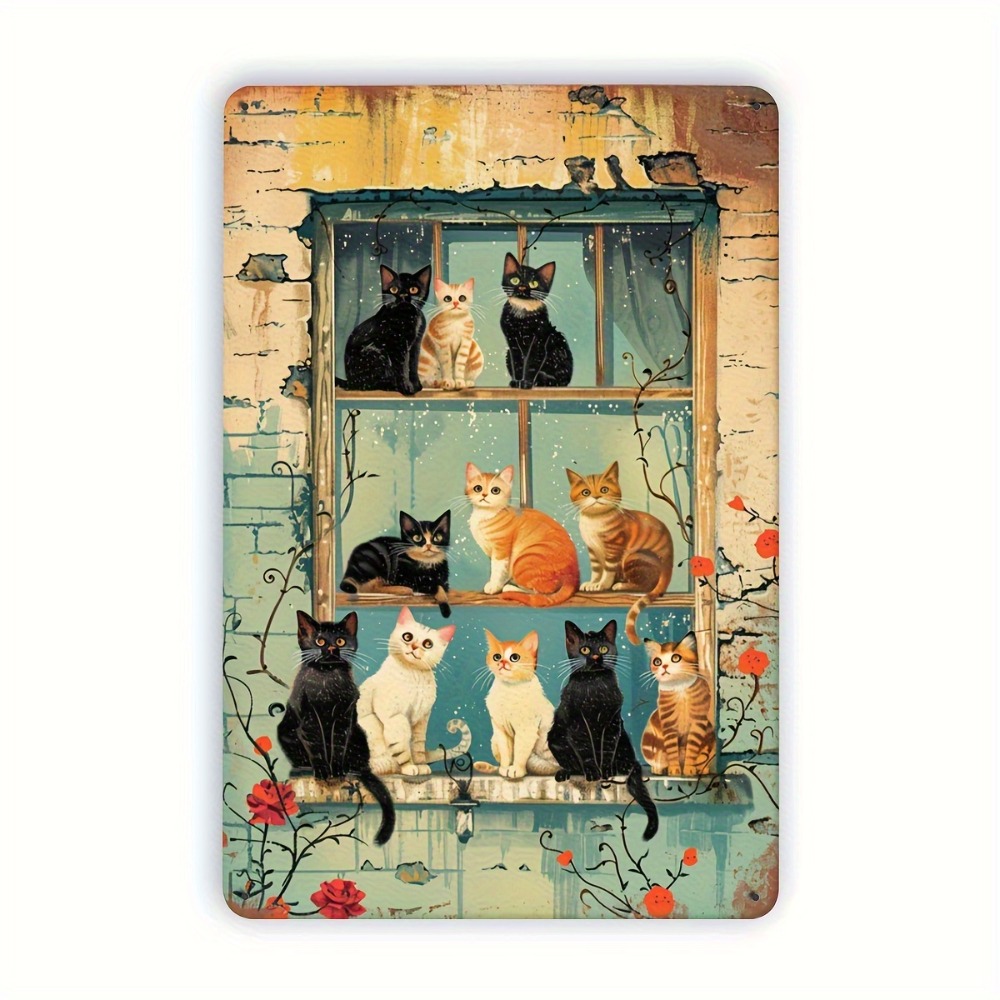Vintage Cats Window Metal Sign - Home Bar Cafe ulasan dan harga